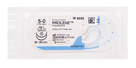 Ethicon Prolene 5-0 Шовний матеріал синій 90 см, дві колючі голки 17 мм 1/2 кола 8556 1 шт