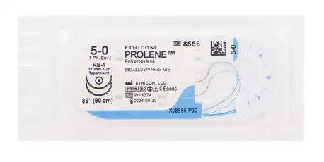 Ethicon Prolene 5-0 Шовний матеріал синій 90 см, дві колючі голки 17 мм 1/2 кола 8556 1 шт