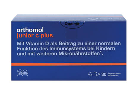 Orthomol Junior C Plus жувальні машинки зі смаком лісової ягоди 30 днів таблетки 90 шт loading=