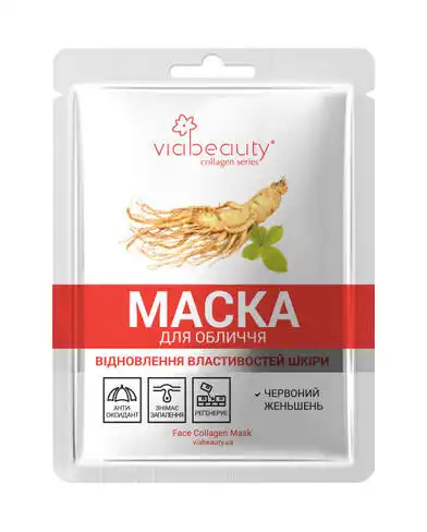 Via Beauty Маска для обличчя відновлення властивостей шкіри з женьшенем 1 шт
