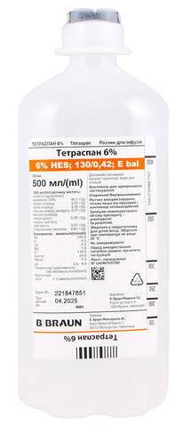 Тетраспан 6 % розчин для інфузій 500 мл 10 контейнерів loading=