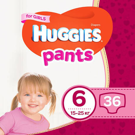 Huggies Pants 6 Трусики-підгузки для дівчаток 15-25 кг 36 шт