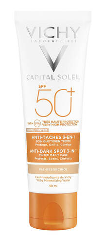 Vichy Capital Soleil Сонцезахисний крем для шкіри обличчя 3 в 1 з тонуючим ефектом проти пігментних плям SPF50+ 50 мл 1 туба