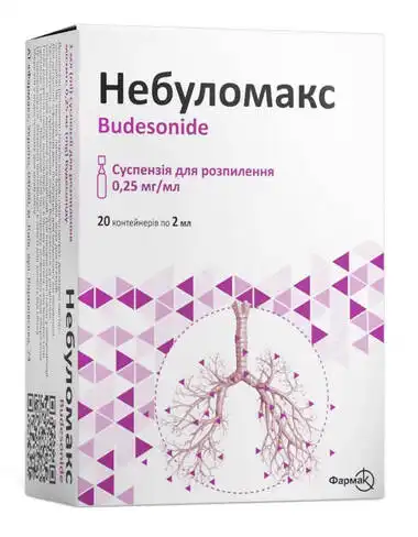 Небуломакс суспензія для розпилення 0,25 мг/мл 2 мл 20 контейнерів