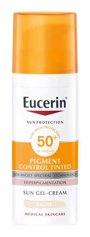 Eucerin Sun Protection Pigment Control Гель-крем для обличчя проти гіперпігментації тонуючий світлий відтінок SPF50+ 50 мл 1 флакон