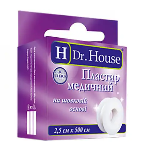 H Dr. House Пластир медичний на шовковій основі 2,5х500 см 1 шт
