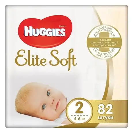 Huggies Elite Soft 2 Підгузки для новонароджених 4-6 кг 82 шт