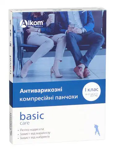 Алком 00211 Панчохи антиварикозні з закритим миском компресія 1 розмір 6 чорні 1 пара