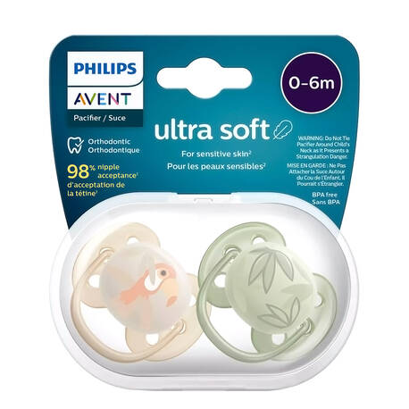 Avent Philips Ultra Soft Пустушка силіконова м'яка для дівчаток 0-6 місяців SCF091/07 2 шт