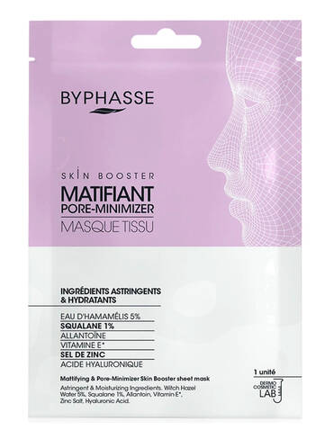 Byphasse Маска-бустер тканинна для звуження пор та матовості шкіри обличчя 18 мл 1 шт loading=