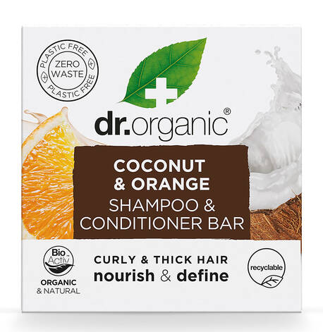 Dr.Organic Твердий шампунь і бальзам-кондиціонер для волосся з кокосовою олією та екстрактом апельсину 75 г 1 шт loading=