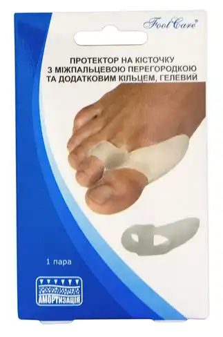 Foot Care Протектор на кісточку з міжпальцевою перегородкою та додатковим кільцем розмір M 1 пара