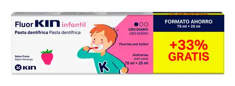 Kin Fluor Infantil Зубна паста проти карієсу для дітей до 6 років зі смаком полуниці 100 мл 1 туба