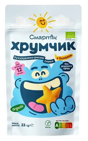 Смартік Снеки Кукурудзяно-рисові з бананом 22 г 1 пакет