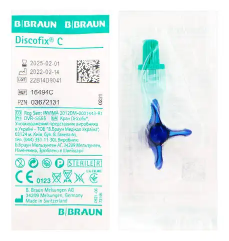 B.Braun Discofix C-3 Кран для інфузійної терапії та моніторингу триходовий синій 1 шт