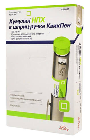 Хумулін НПХ+ шприц-ручка КвікПен суспензія для ін'єкцій 100 МО/мл 3 мл 5 шприців loading=