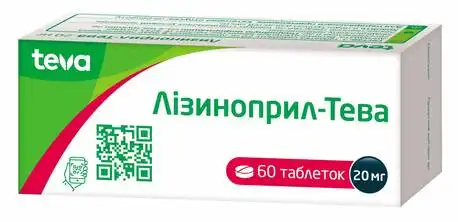 Лізиноприл Тева таблетки 20 мг 60 шт