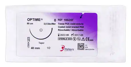 Peters surgical Optime 0 Шовний матеріал 90 см, ріжуча голка 40 мм 1/2 кола 18S35F 1 шт