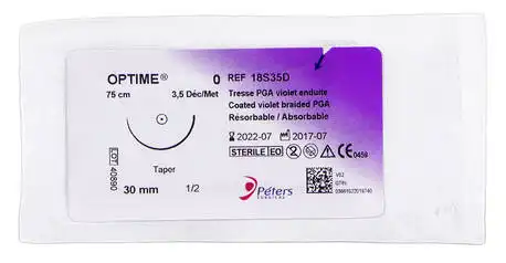 Peters surgical Optime 0 Шовний матеріал 75 см, ріжуча голка 30 мм 1/2 кола 18S35D 1 шт