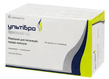 Ультібро бризхайлер порошок для інгаляцій, тверді капсули 110 мкг/50 мкг 30 шт