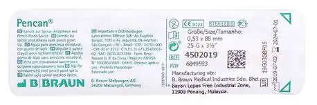B.Braun Pencan Голка для спінальної анестезії з вістрям олівцевого типу 25G 0,53х88 мм 1 шт