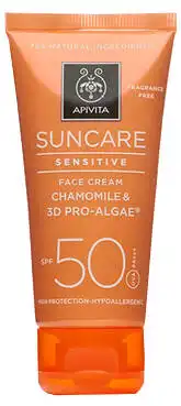 Apivita Suncare Сонцезахисний крем для чутливої шкіри обличчя з ромашкою і комплексом 3D Pro-Algae SPF50 50 мл 1 туба
