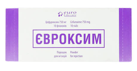 Євроксим порошок для ін'єкцій 750 мг 10 флаконів