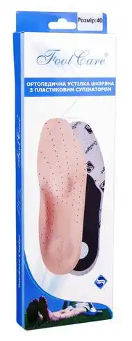 Foot Care УПС-001 Устілка шкіряна ортопедична з пластиковим супінатором розмір 40 1 пара