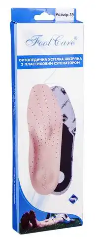 Foot Care УПС-001 Устілка шкіряна ортопедична з пластиковим супінатором розмір 39 1 пара