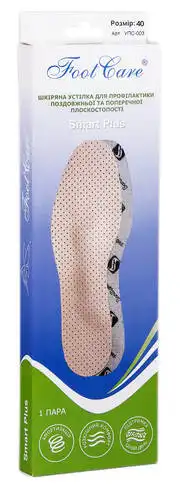 Foot Care УПС-003 Устілка шкіряна для профілактики плоскостопості розмір 40 1 пара