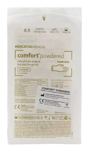 Comfort Рукавички латексні хірургічні припудрені стерильні розмір 6,5 1 шт