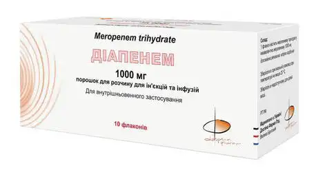 Діапенем порошок для ін'єкцій та інфузій 1000 мг 10 флакон