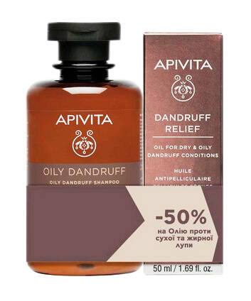 Apivita Шампунь проти жирної лупи 250 мл + олія для волосся проти сухої і жирної лупи 50 мл 1 набір loading=