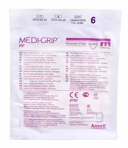 Ansell Medi-Grip PF Рукавички хірургічні латексні стерильні неопудренні розмір 6 1 пара