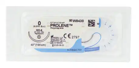 Ethicon Prolene 0 Шовний матеріал 100 см, колюча голка 31 мм 1/2 кола W8430 1 шт