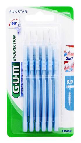 Gum Bi-Direction Набір міжзубних щіток двонаправлених ультрамікро 0,9 мм 6 шт loading=