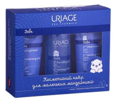 Uriage Bebe 1-ше зволожуюче молочко 50 мл + 1-ша очищаюча вода 100 мл + 1-й очищаючий крем 50 мл 1 набір