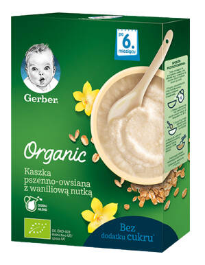 Gerber Organic Каша безмолочна пшенично-вівсяна з ваніллю з 6 місяців 240 г 1 коробка