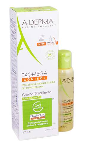 A-Derma Exomega Control крем 200 мл + Control очищувальна олія 100 мл 1 набір