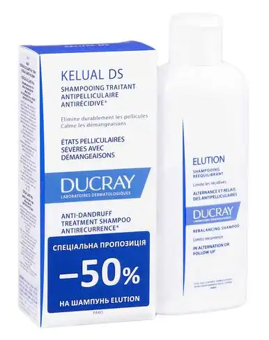Ducray Kelual DS шампунь 100 мл + Elution шампунь 200 мл 1 набір