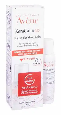 Avene XeraCalm A.D бальзам 200 мл + олія очищувальна 100 мл 1 набір