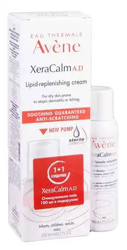 Avene XeraCalm A.D крем 200 мл + XeraCalm A.D олія очищувальна 100 мл 1 набір