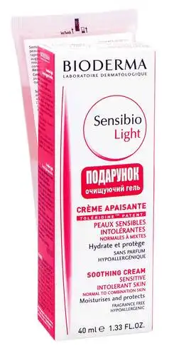 Bioderma Sensibio легкий крем 40 мл + очищуючий гель 100 мл 1 набір