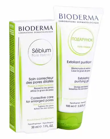 Bioderma Sebium концентрат для звуження пор 30 мл + гель Гомаж 100 мл 1 набір