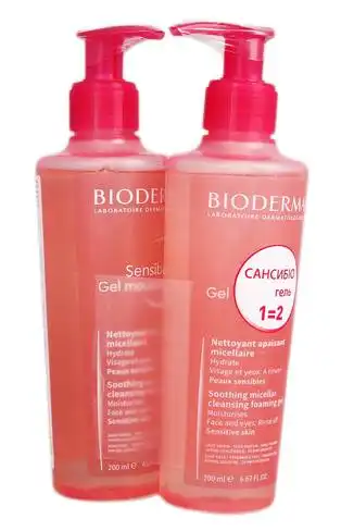 Bioderma Sensibio Гель очищуючий для обличчя та контуру очей для чутливої шкіри Дуо 2х200 мл 1 набір