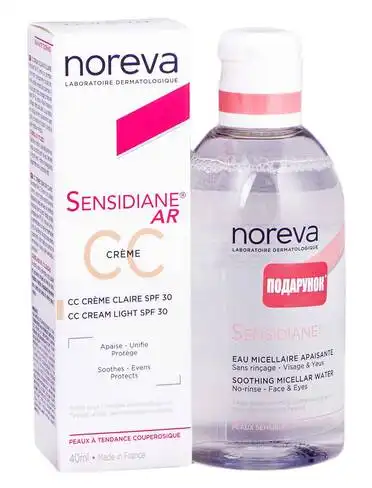 Noreva Sensidiane AR СС крем SPF-30 40 мл + вода міцелярна заспокійлива 250 мл 1 набір