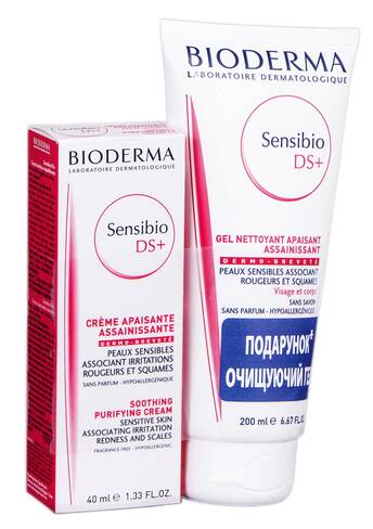 Bioderma Sensibio DS+ крем 40 мл + очищуючий гель 200 мл 1 набір
