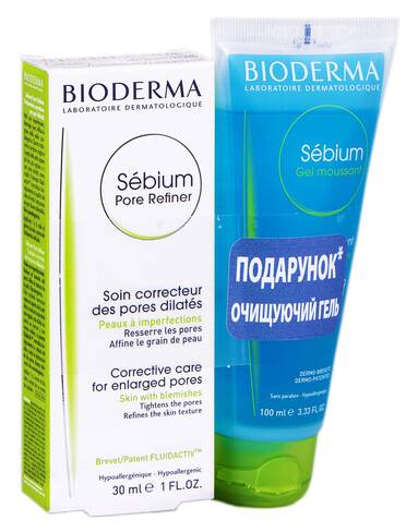 Bioderma Sebium концентрат для звуження пор 30 мл + очищуючий гель 100 мл 1 набір