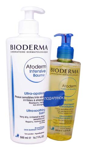 Bioderma Atoderm Intensive бальзам 500 мл + олія для душу 200 мл 1 набір