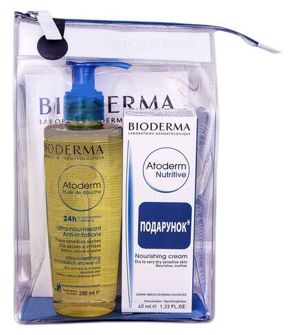 Bioderma Atoderm олія для душу 200 мл + бальзам для обличчя 40 мл 1 набір